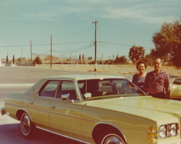 1976 - Grandma and Grandpa's first new car since 1963 - a lime green Ford LTD.